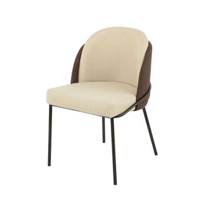 Scacco Fabric Dining Chair - Set of 2 - Beige/Brown - With 2-Year Warranty